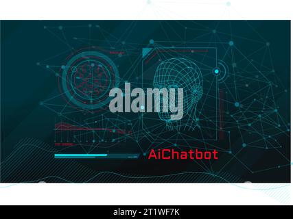 Virtual infographics with a 3D model of a human head. Stock Vector