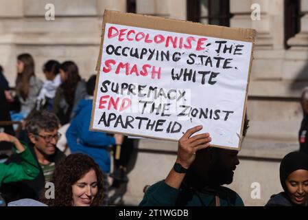 Protest for Palestine after escalation of military action in Gaza Strip conflict between Israel and Hamas. Decolonise, occupying state, end apartheid Stock Photo