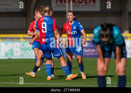 Sutton, UK. 13th Oct, 2023. The VBS Community Stadium, Sutton, England, October 11 2023 during the FA Women's Championship match between Crystal Palace and London City Lionesses at VBS Community Stadium, Sutton. (Stephen Flynn/SPP) Credit: SPP Sport Press Photo. /Alamy Live News Stock Photo