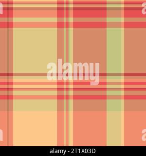 Pattern background plaid of fabric seamless vector with a texture tartan check textile in red and orange colors. Stock Vector
