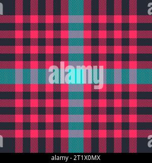 Textile vector tartan of fabric plaid check with a background texture pattern seamless in dark and red colors. Stock Vector