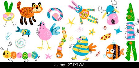 Mythical creatures characters colorful set with mermaid pegasus centaur ...