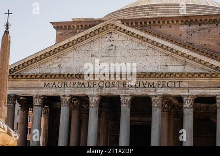 Part of historic Pantheon building, former Roman Temple and now a church, in Rome, Italy. Stock Photo