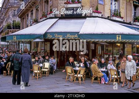 The classic cafe Les Deux Magots on the Boulevard St. Germain in Paris, France, Europe Stock Photo