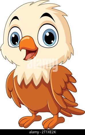 Cartoon little eagle on white background Stock Vector