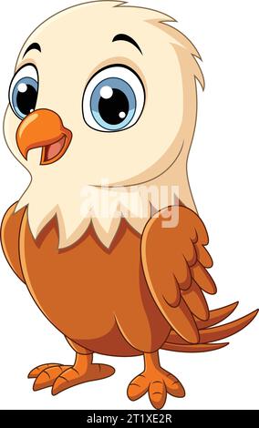 Cartoon little eagle on white background Stock Vector