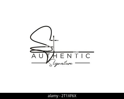 ST Signature Logo Template Vector. Stock Vector