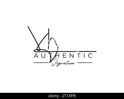 VH Signature Logo Template Vector. Stock Vector