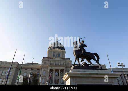 Statue of Civil War general and territorial governor Thomas Francis Meagher at the Montana State Capitol in Helena, Montana. Stock Photo