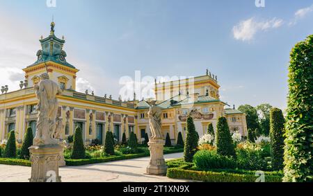 Warsaw, Poland - July 15, 2023. Wilanow Palace in Warsaw, Poland - a baroque royal palace located in the Wilanów district. Stock Photo