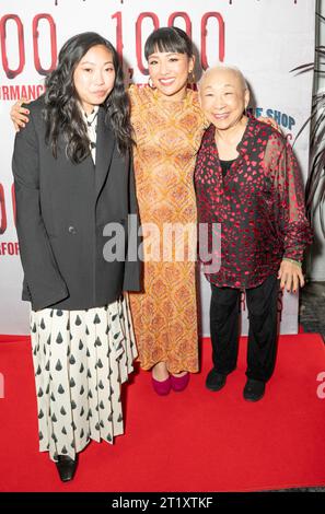 New York, USA. 15th Oct, 2023. Awkwafina, Constance Wu, Lori Tan Chinn attend celebration of 100th performance of Little Shop of Horrors at Bryant Park Grill in New York on October 15, 2023. (Photo by Lev Radin/Sipa USA) Credit: Sipa USA/Alamy Live News Stock Photo