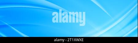 Abstract shiny light blue smooth waves banner design. Vector wavy header background Stock Vector