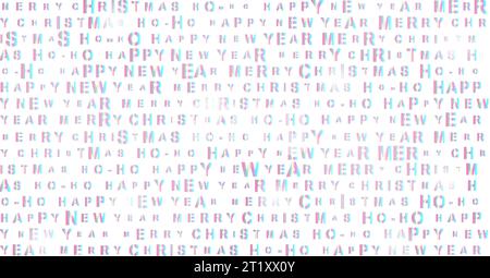 New Year and Christmas shiny holographic letters abstract background. Vector colorful art design Stock Vector