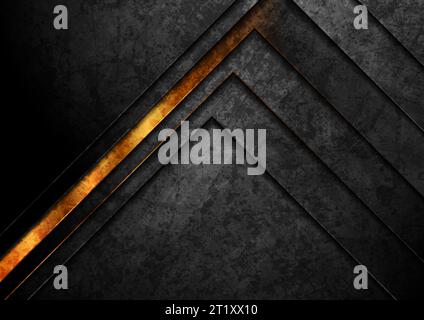 Luxury golden and black grunge geometric abstract background. Vector retro design Stock Vector