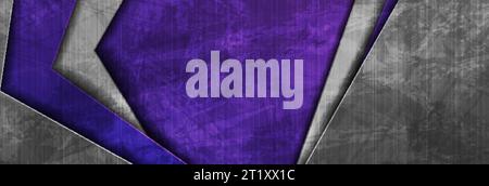 Contrast violet and grey abstract grunge tech banner design. Old wall concrete texture background. Vector illustration Stock Vector