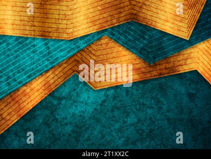 Abstract turquoise and golden grunge corporate background. Vector digital art design Stock Vector