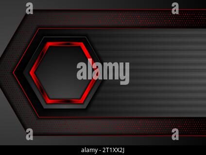 Black and red abstract technology geometric background. Vector graphic design Stock Vector