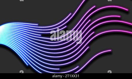 Blue and ultraviolet neon laser glowing curved wavy lines abstract background. Vector design Stock Vector