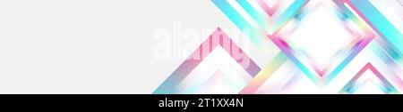 Holographic glossy squares geometric abstract tech banner. Vector art colorful background Stock Vector