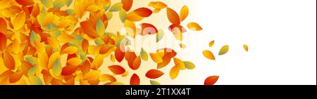 Autumn abstract banner design with colorful leaves. Vector natural background Stock Vector