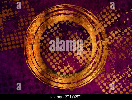 Abstract purple and golden grunge corporate background. Vector digital art design Stock Vector