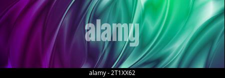 Abstract cyan violet liquid flowing elegant waves banner design. Smooth silk wavy header background. Vector tech illustration Stock Vector
