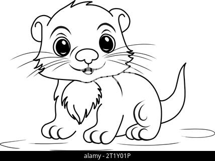 Groundhog Day February 2nd. Cute baby animal beaver.Groundhog day coloring book. Stock Vector