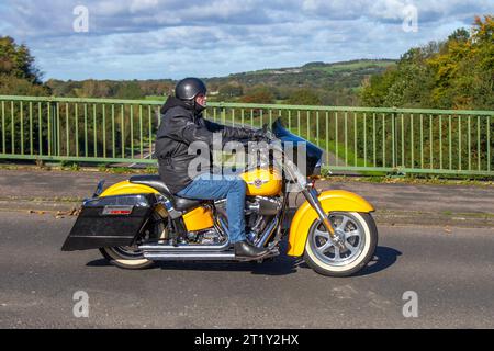 2005 Yellow  Harley-Davidson Flstfi Fatboy Fuel Injected V TwinYellow Motorcycle Cruiser Petrol 1450 cc Stock Photo