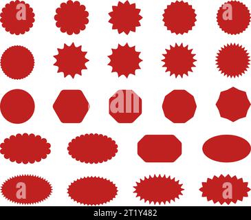 Callout star sticker. Starburst price badge sticker. Promo tag icon with scalloped edge. Wavy sale circles and ellipse seal stamps. Vector Stock Vector
