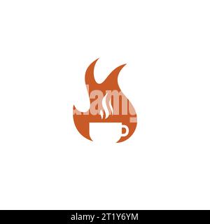 hot coffee cup logo design for your restaurant and coffee business. fire coffee logo Stock Vector