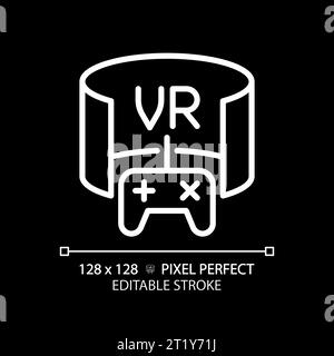 2D thin linear white virtual reality icon Stock Vector
