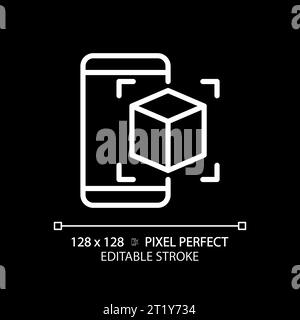 2D thin linear white AR application icon Stock Vector