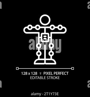 2D thin linear white motion capture suit icon Stock Vector