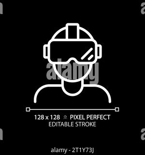 2D thin linear white virtual reality simulator icon Stock Vector