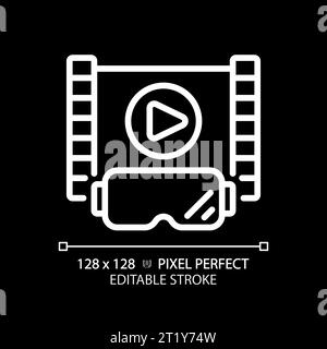 2D thin linear white VR goggles and entertainment icon Stock Vector