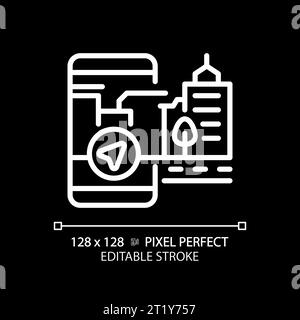 2D thin linear white map navigation icon Stock Vector