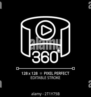 2D thin linear white 360 degree icon Stock Vector