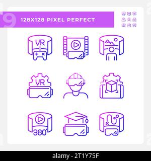 2D gradient VR, AR and MR icons pack Stock Vector