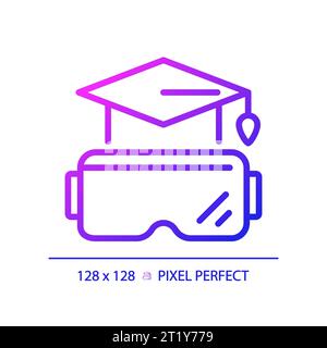 2D thin linear gradient VR goggles and education icon Stock Vector