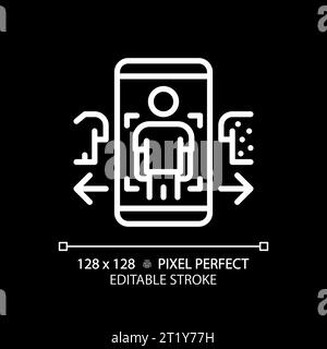 2D thin linear white mobile app icon Stock Vector