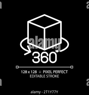 2D thin linear white VR 360 icon Stock Vector