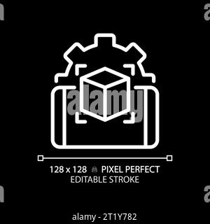 2D thin linear white innovative mobile app icon Stock Vector