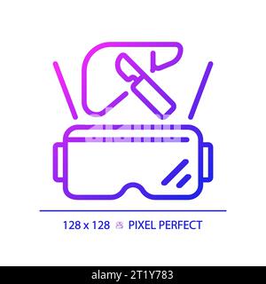2D thin linear gradient futuristic device and VR glasses icon Stock Vector