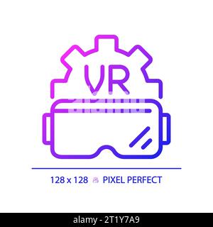 2D thin linear gradient VR goggles icon Stock Vector