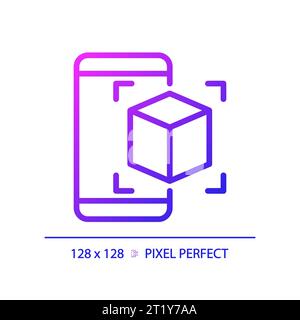 2D thin linear gradient AR application icon Stock Vector