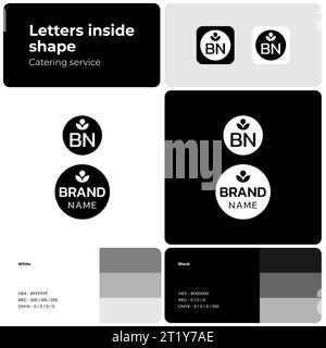 Grocery store branding monochrome template with logo Stock Vector