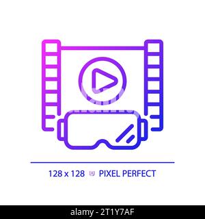 2D thin linear gradient VR goggles and entertainment icon Stock Vector