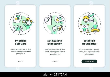 Walkthrough parenting children thin line multicolor icons Stock Vector