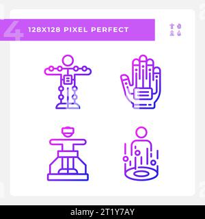 Pixel perfect gradient simple icons set Stock Vector