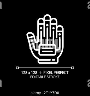 2D thin linear white haptic glove icon Stock Vector